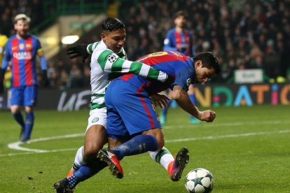 Els juvenils blaugranes celebren un dels gols ahir a Glasgow.