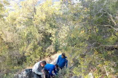 El campió de trial Francesc Recio té habilitada aquesta zona d’entrenament en una finca privada.