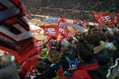 Marc Màrquez durant la jornada d’ahir del Superprestigi de Barcelona.