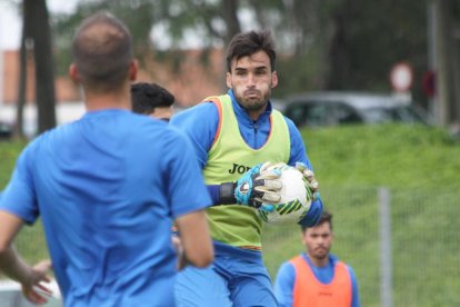 Álvaro Campos, durante el entrenamiento de ayer.