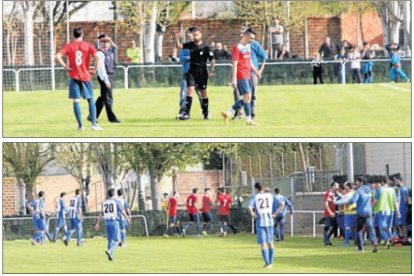 Seqüència en la qual l'àrbitre expulsa un visitant davant d'un mosso, és arraconat i després escortat.