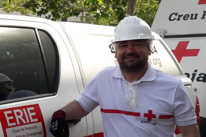 Imagen del voluntario leridano Jordi Ferraz, en Barcelona.