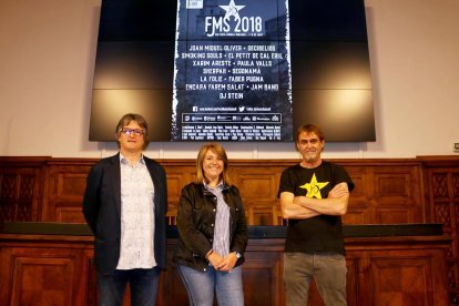 Josep Maria Sanjuan, Rosa Pujol i Cinto Abellaneda, ahir durant la presentació a l’IEI.