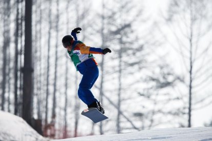 Santacana, seguint el guia durant la prova d’ahir.