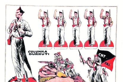 Anuncio de la muerte de Durruti en ‘Solidaridad Obrera’ (25 de noviembre de 1936) e imagen del entierro.