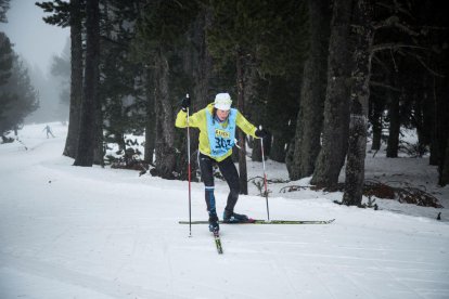 Un grup de participants de la Marxa Pirineu ahir entre Lles i Aransa.