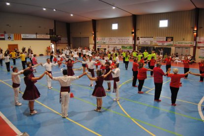Encuentro de ‘gegants’, ayer en L’Albi.