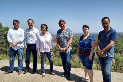 Miembros de ERC del llano y del Pirineo, ayer en Mollerussa.