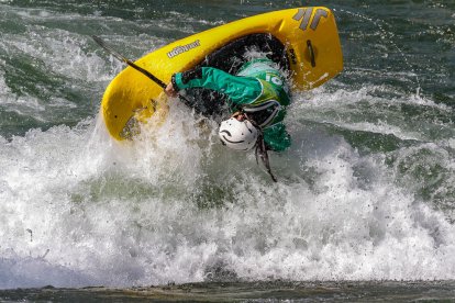 El palista gerundense de Salt, en plena actuación durante la ronda de cuartos de final, en la que marcó el mejor registro de todos los competidores.