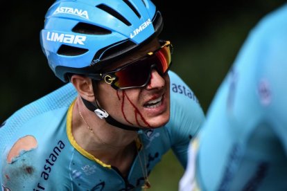Mike Teunissen, ahir després de guanyar la primera etapa del Tour.