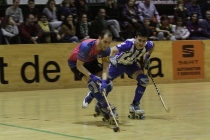 Maxi Oruste, que va anotar dos gols, en una acció del partit d’ahir contra el Voltregà.