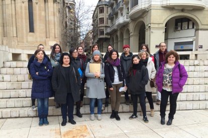 Momento de la presentación de la manifestación que se celebrará en Lleida el 8 de marzo.