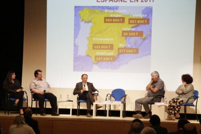 Un momento de la jornada celebrada ayer en Alcarràs sobre la fruta de hueso.