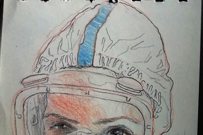 Carles Alberdi, dibujando en el hospital.