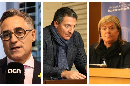 Torra es dirigeix als ja consellers Ramon Tremosa i Miquel Sàmper davant del vicepresident Aragonès.