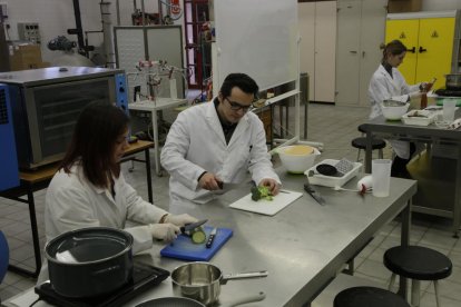 Taller vegano - A la izquierda, taller de repostería vegana que tuvo lugar ayer en la actual planta piloto del Campus de Agrónomos, en el marco del VII ciclo de actividades ambientales de la Comisión de Medio Ambiente. A la derecha, imagen del ...