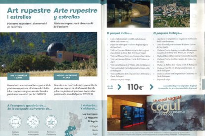 Alguns dels paquets turístics que promociona el Patronat de Turisme i que els va dissenyar l’empresa Tu i Lleida.