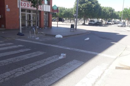 Decenas de bolsas en la fuente de Pardinyes.