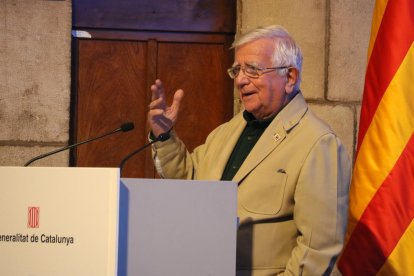 El equipo directivo y de accionistas del Grup SEGRE, ayer en el Palau de la Generalitat tras recibir el Premi Nacional de Comunicació 2019.