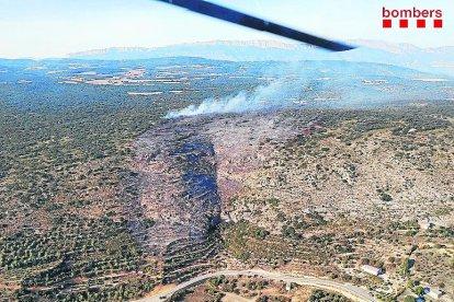 Vista de la superfície afectada en l’incendi d’ahir.