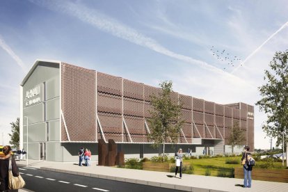 A la dreta, recreació virtual de l’edifici que es començarà a construir ben aviat per hospitalitzar malalts de coronavirus.