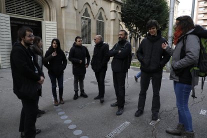 La concentración frente al Rectorado.