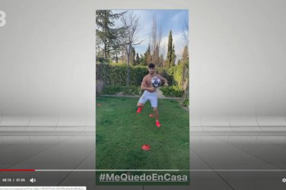 La Santboiana, Ter Stegen, Ramos i Asensio, entrenant-se.