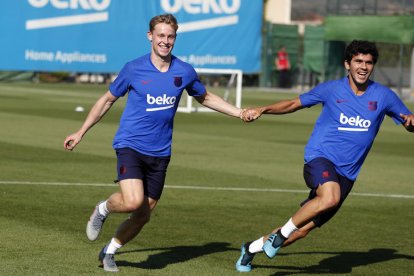 Griezmann, durante la segunda sesión de trabajo de esta temporada, ayer en la Ciutat Esportiva.