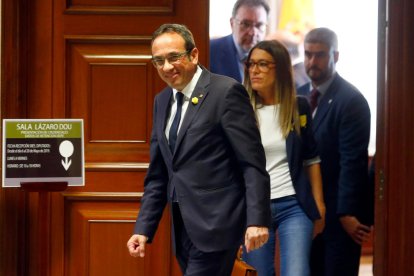 El president, Quim Torra, ayer, en su discurso en Prada de Conflent.