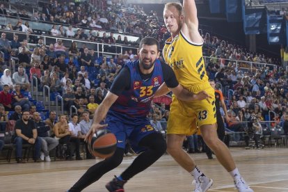Luis Suárez i Messi durant l’entrenament d’ahir a la Ciutat Esportiva de l’Alabès.