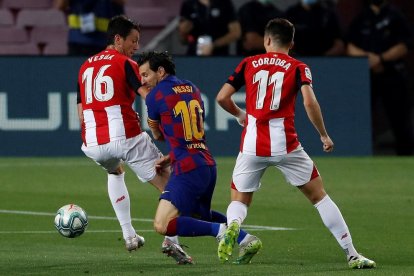 Els blaugranes celebren el gol de Rakitic, que el va dedicar a la seua dona.