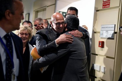 Raül Romeva llega este lunes al Palacio del Senado procedente de la cárcel madrileña de Soto del Real para acreditarse como senador de la XIII legislatura.
