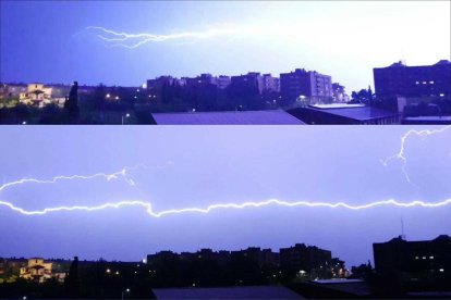 Espectaculars imatges de la tempesta d'aquesta matinada a Lleida