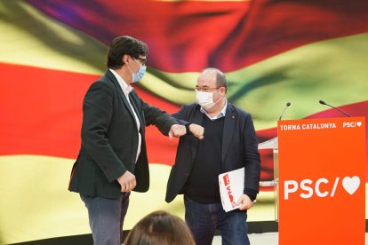 Illa i Iceta van fer ahir el primer acte de precampanya del PSC.