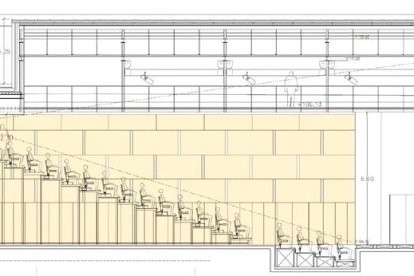 Pla alçat que mostra la platea de seients que es podran regular en altura.