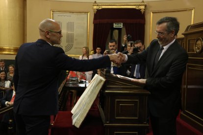 La socialista Meritxell Batet, ahir, després de ser elegida com a presidenta del Congrés dels Diputats.