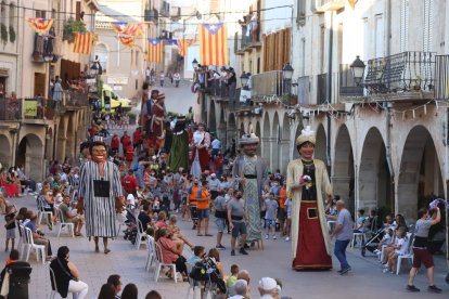 Actuación ayer de los Castellers de Lleida en Agramunt.