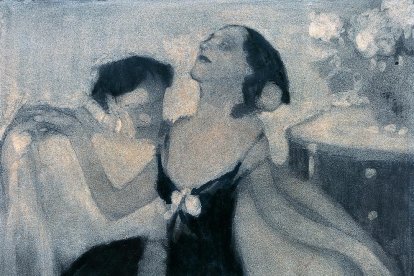 ‘Madame X’ e ‘Idilio/Italiana’, dos dibujos sobre cartulina de Xavier Gosé, datados en torno a 1912, cedidos al Museo Thyssen de Málaga.