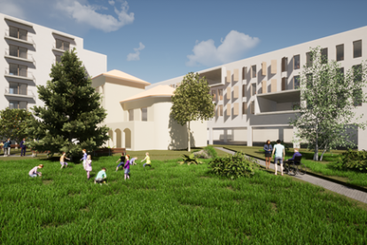 El edificio municipal de Cal Castelló, que quedará integrado en este complejo de la residencia.