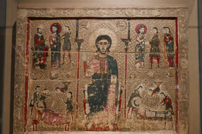 La predela (parte inferior de un retablo) originaria de Saidí, del siglo XV, que también viajará desde el Museu de Lleida hasta el Museo Diocesano de Barbastro.