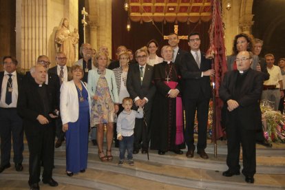L’ofrena dels Castellers de Lleida al patró de la ciutat.