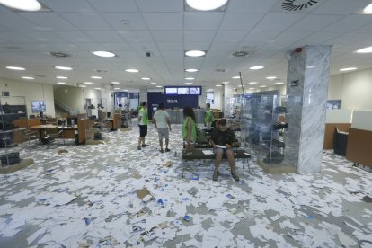 Imatge d’arxiu de l’ocupació d’una oficina del BBVA.