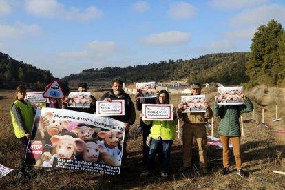 Greenpeace i Ipcena denuncien l'excés de macrogranges amb una acció en una explotació de l'Urgell