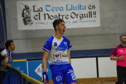 Sergi Folguera celebra el gol que marcó y que supuso el 0-2 a los 16 minutos de partido.