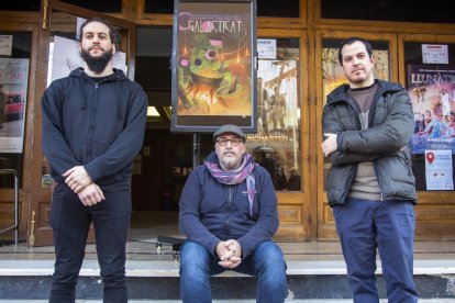 XXVI Animac - El regidor de Cultura, Jaume Rutllant, la directora d’Animac, Carolina López, l’alcalde de Lleida, Miquel Pueyo, i la directora del CaixaForum Lleida, Maribel Tost, en la presentació d’Animac ahir a la sala Alfred Perenya.