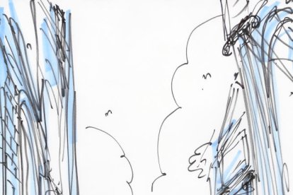 Ilustraciones de los esbozos de diferentes películas Pixar.