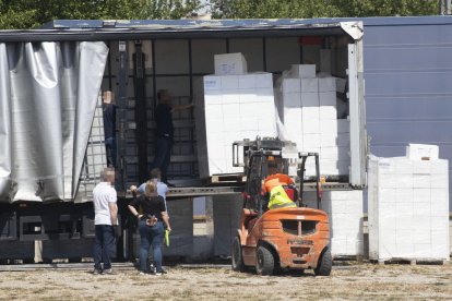 Un toro mecànic va descarregar les caixes|capses de llavors i l'haixix estava ocult en un doble fons