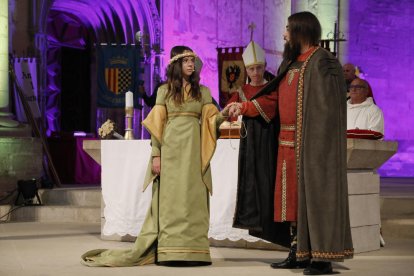 En la representación, que tuvo lugar ayer por la tarde en la Seu Vella, participaron medio centenar de actores.