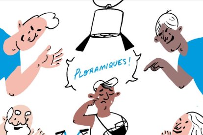 Cuatro de las ilustraciones, de Momo Estudi, que acompañan la guía de Antisida Lleida.