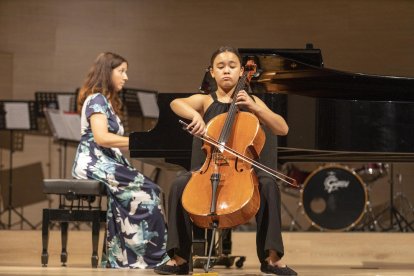 Actuación anoche de la banda formada por los estudiantes durante el Curso Internacional de Música.